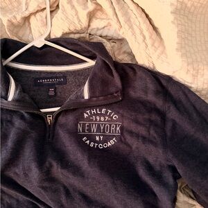 Aeropostale Navy Graphic Quarter-Zip Pullover